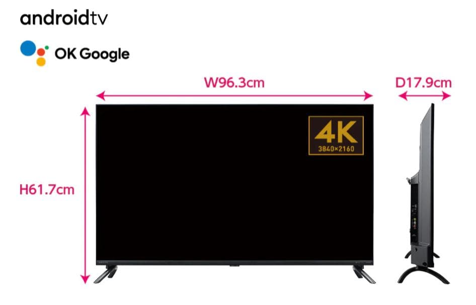 ORION 43型 チューナーレステレビ 4K LED液晶テレビ KAUD431