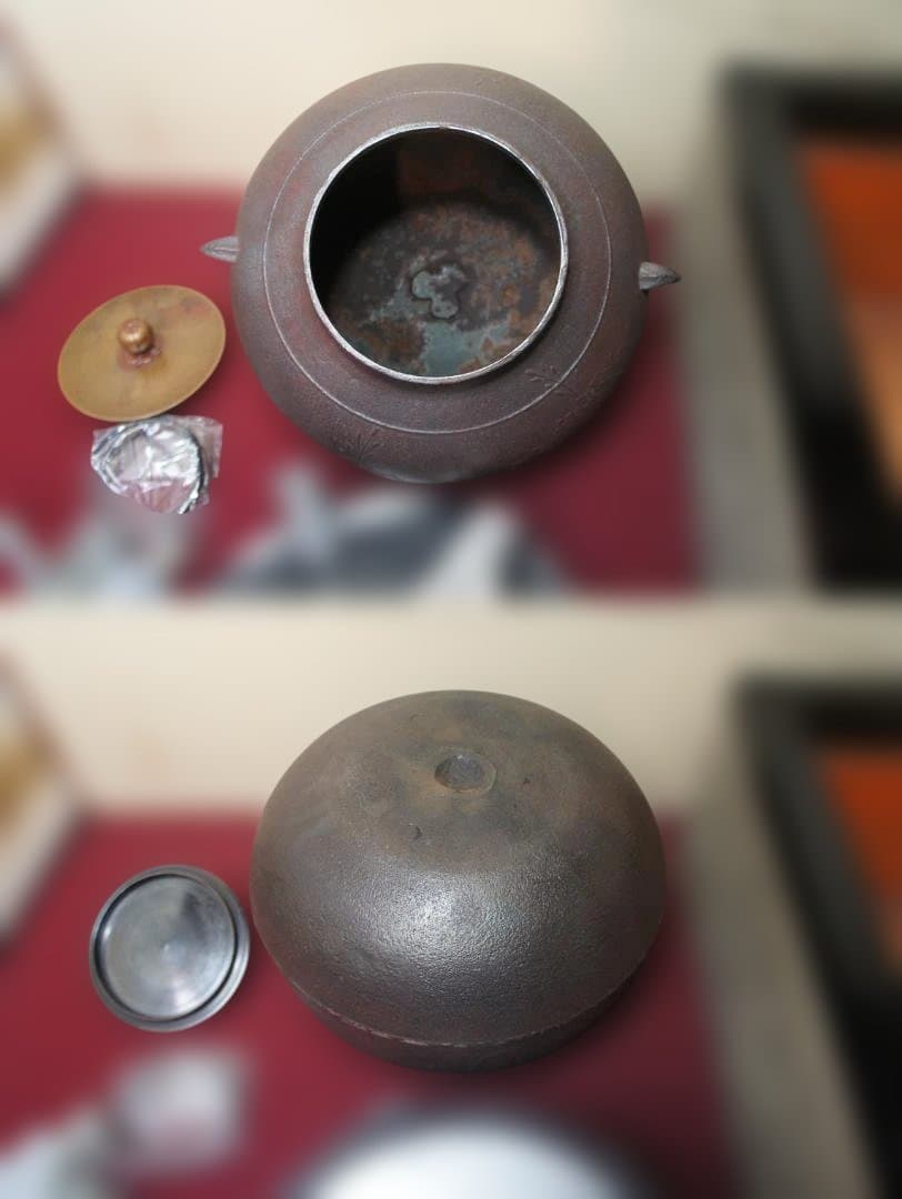 ☆焼杉置炉 国宝敬典 桐地紋真形釜釜鐶 置炉用600w炭型電熱器送料込み