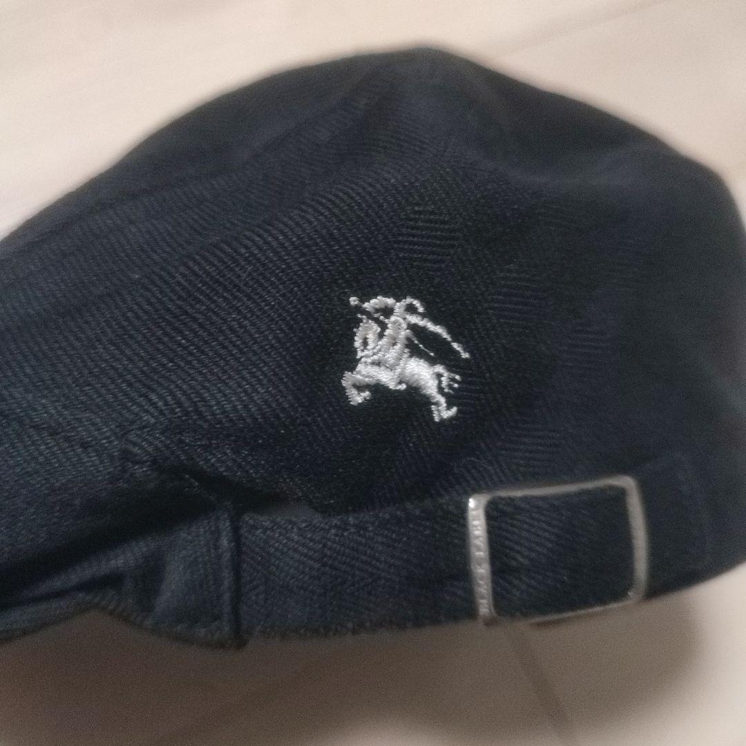 バーバリー ブラックレーベル ハンチング 帽子　キャップ　ブラック　黒　ロゴ刺繍