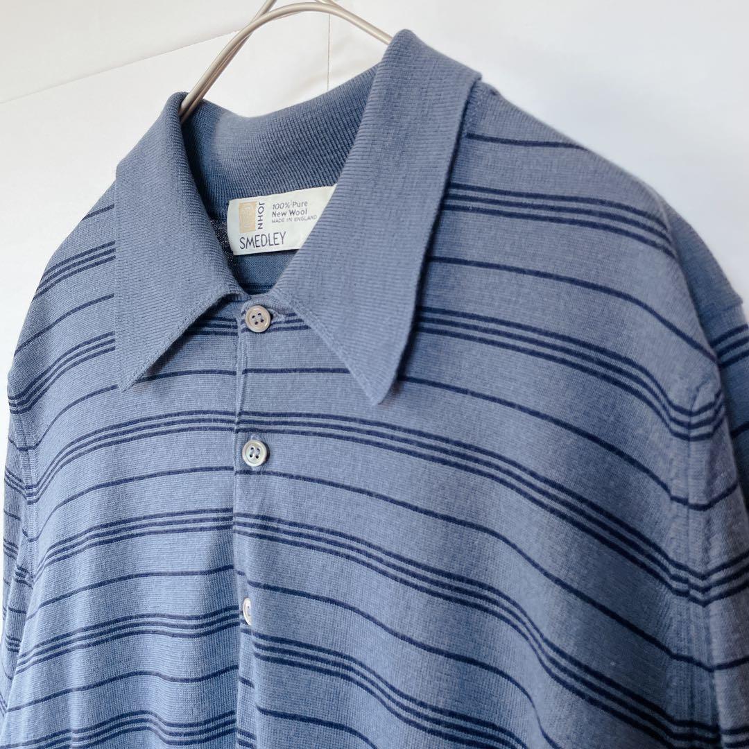【旧タグ】ジョンスメドレー　ニットポロ　ボーダー　S　JOHN SMEDLEY