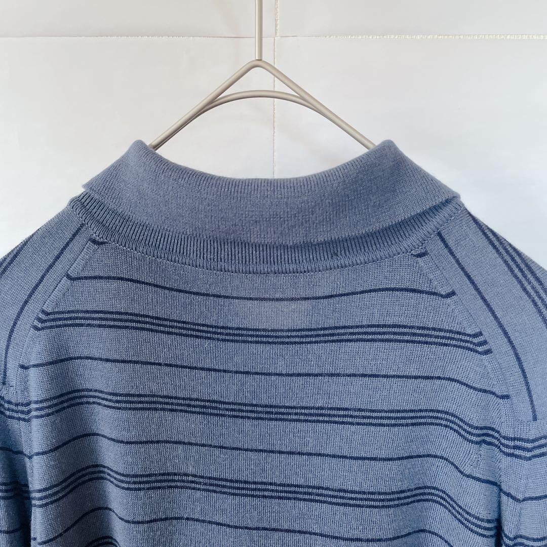 【旧タグ】ジョンスメドレー　ニットポロ　ボーダー　S　JOHN SMEDLEY