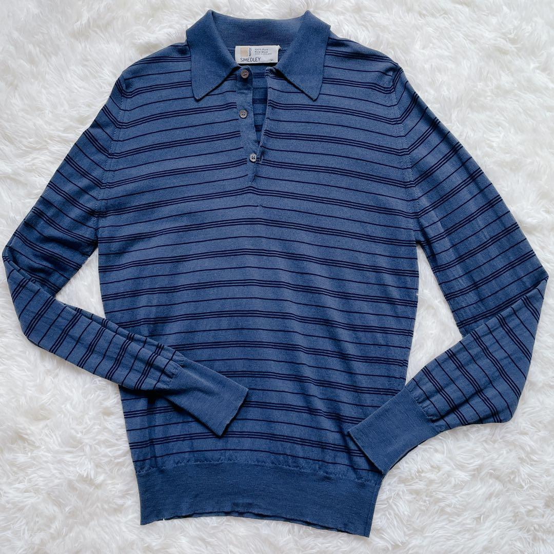【旧タグ】ジョンスメドレー　ニットポロ　ボーダー　S　JOHN SMEDLEY