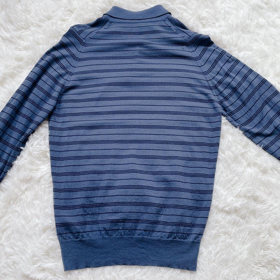 【旧タグ】ジョンスメドレー　ニットポロ　ボーダー　S　JOHN SMEDLEY