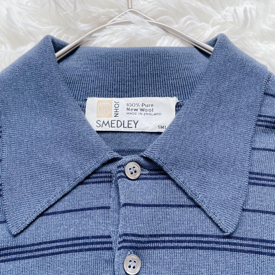 【旧タグ】ジョンスメドレー　ニットポロ　ボーダー　S　JOHN SMEDLEY