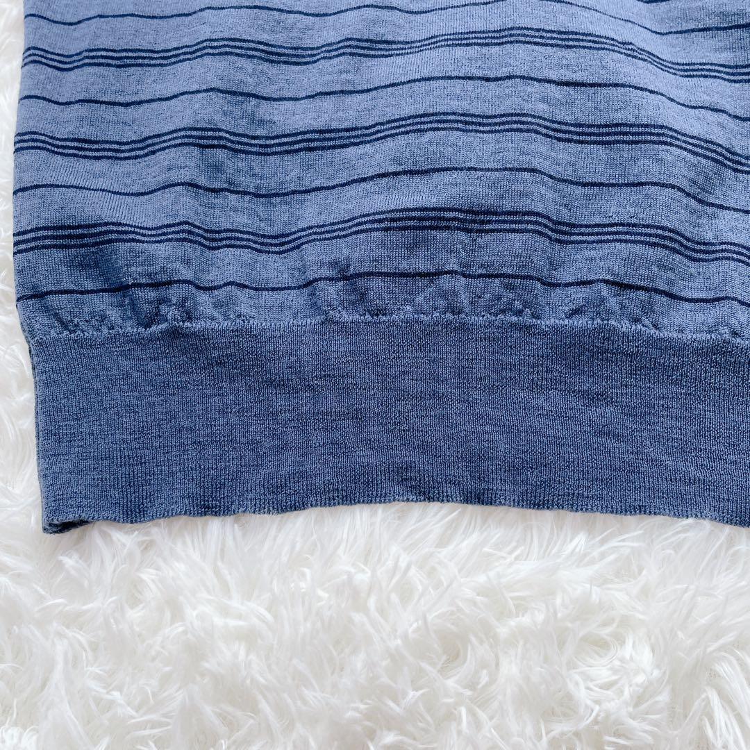 【旧タグ】ジョンスメドレー　ニットポロ　ボーダー　S　JOHN SMEDLEY