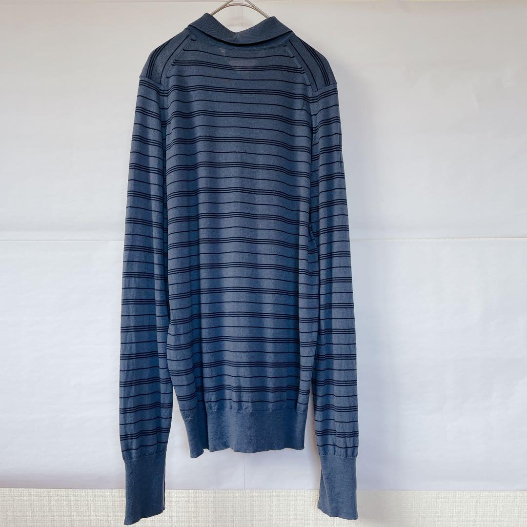 【旧タグ】ジョンスメドレー　ニットポロ　ボーダー　S　JOHN SMEDLEY