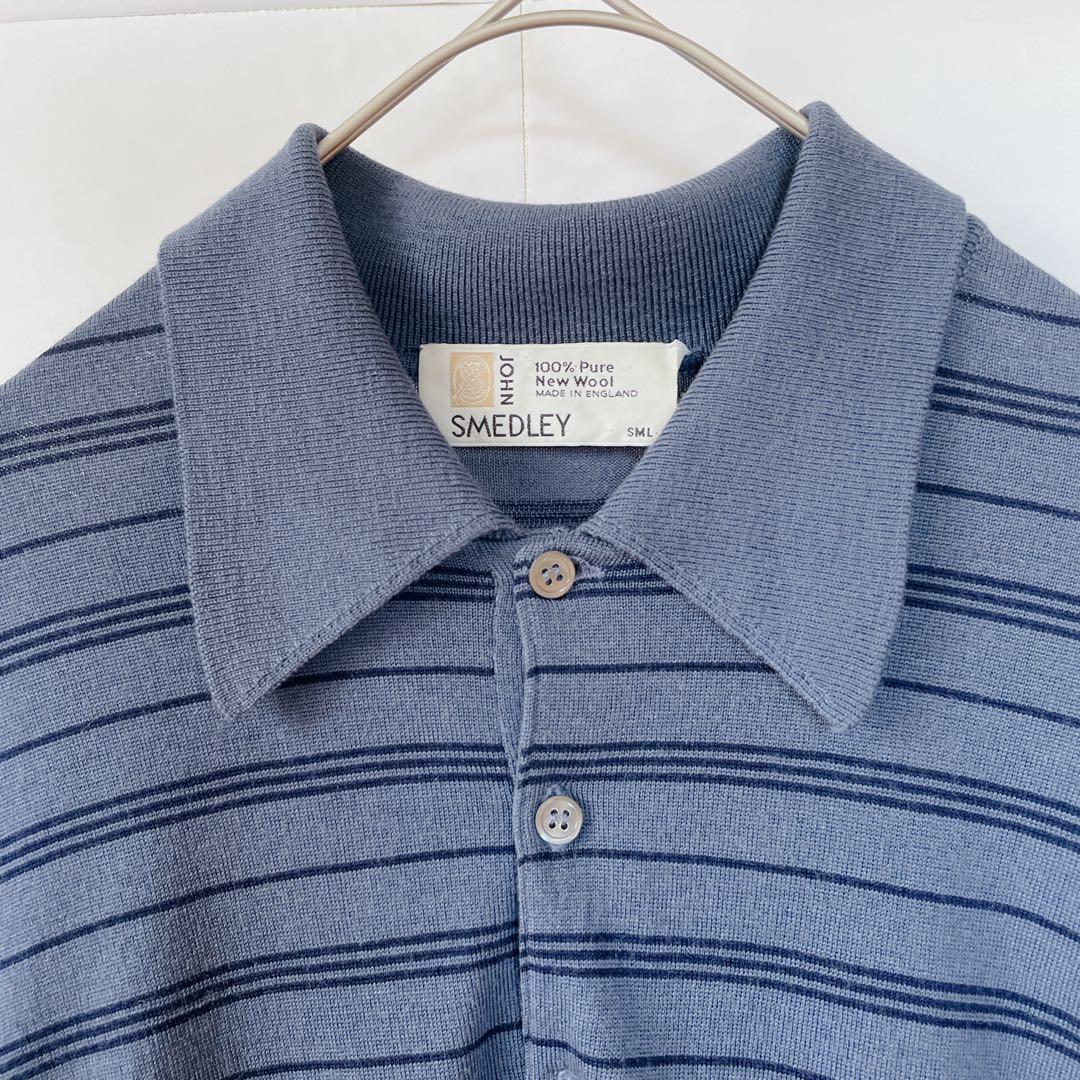 【旧タグ】ジョンスメドレー　ニットポロ　ボーダー　S　JOHN SMEDLEY