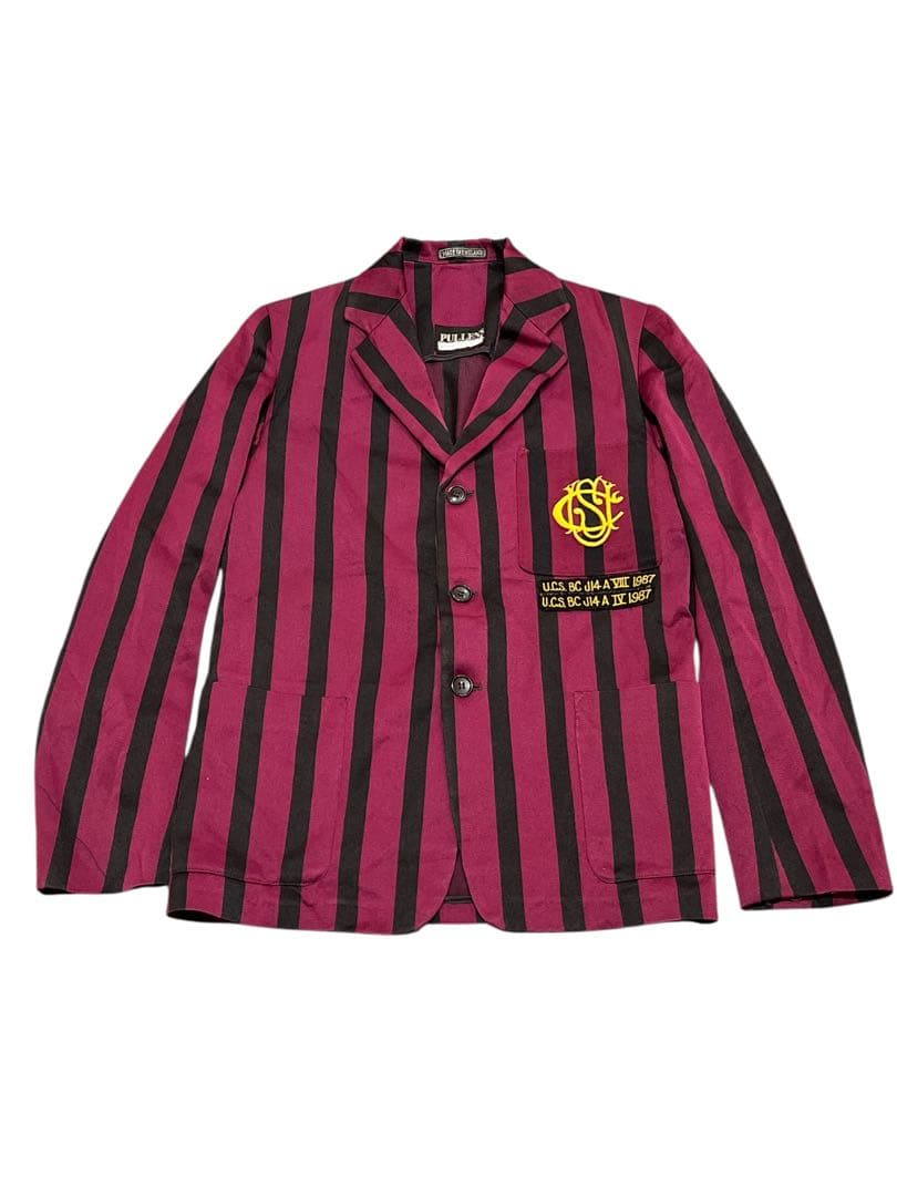 t*t様 売り切り　英国製 スクールジャケット 赤　黒 ストライプ ヴィンテージ