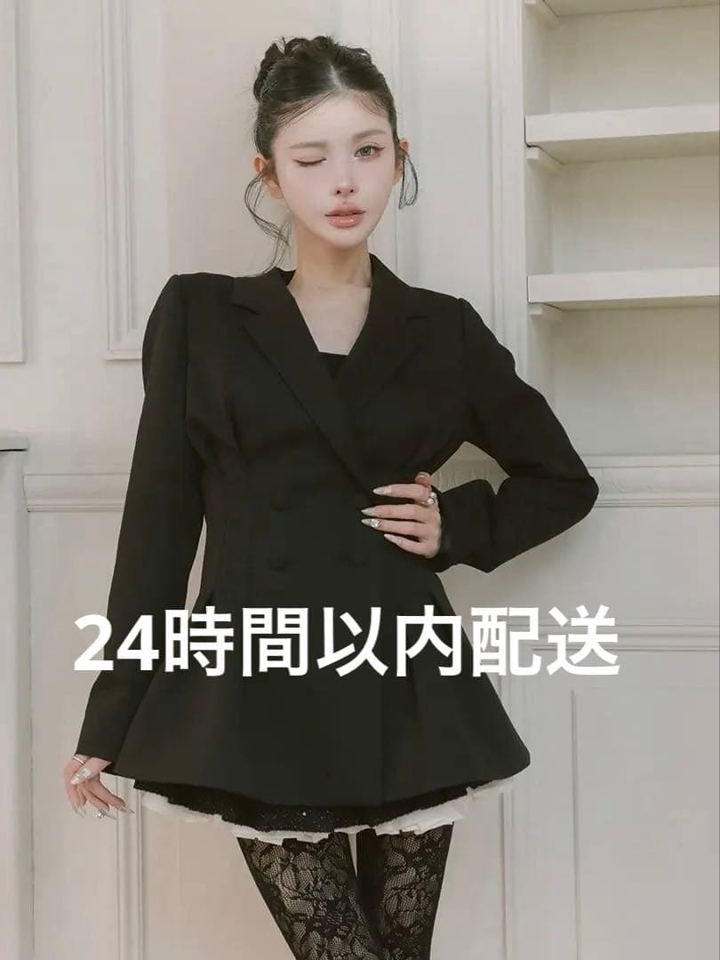 Darich ダーリッチ　パネルデザインシルエットペプラムジャケット　BLK