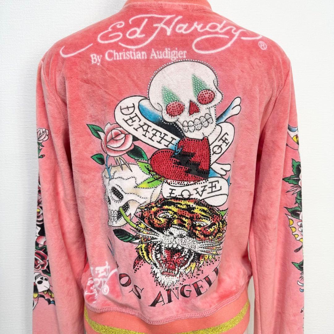 y2k❤️00s Ed Hardy スカル ラインストーン ベロア ジャージ 希少