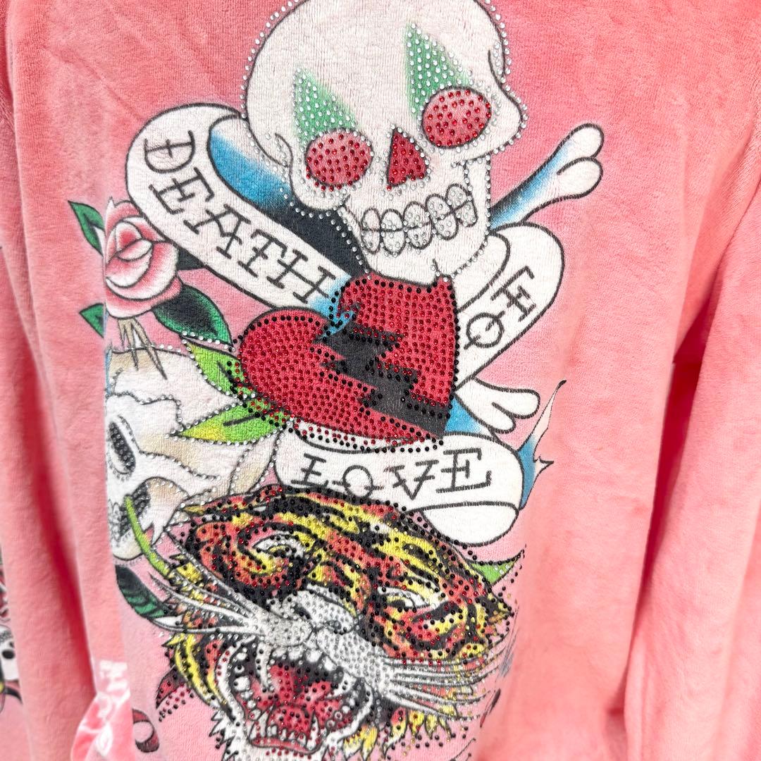 y2k❤️00s Ed Hardy スカル ラインストーン ベロア ジャージ 希少