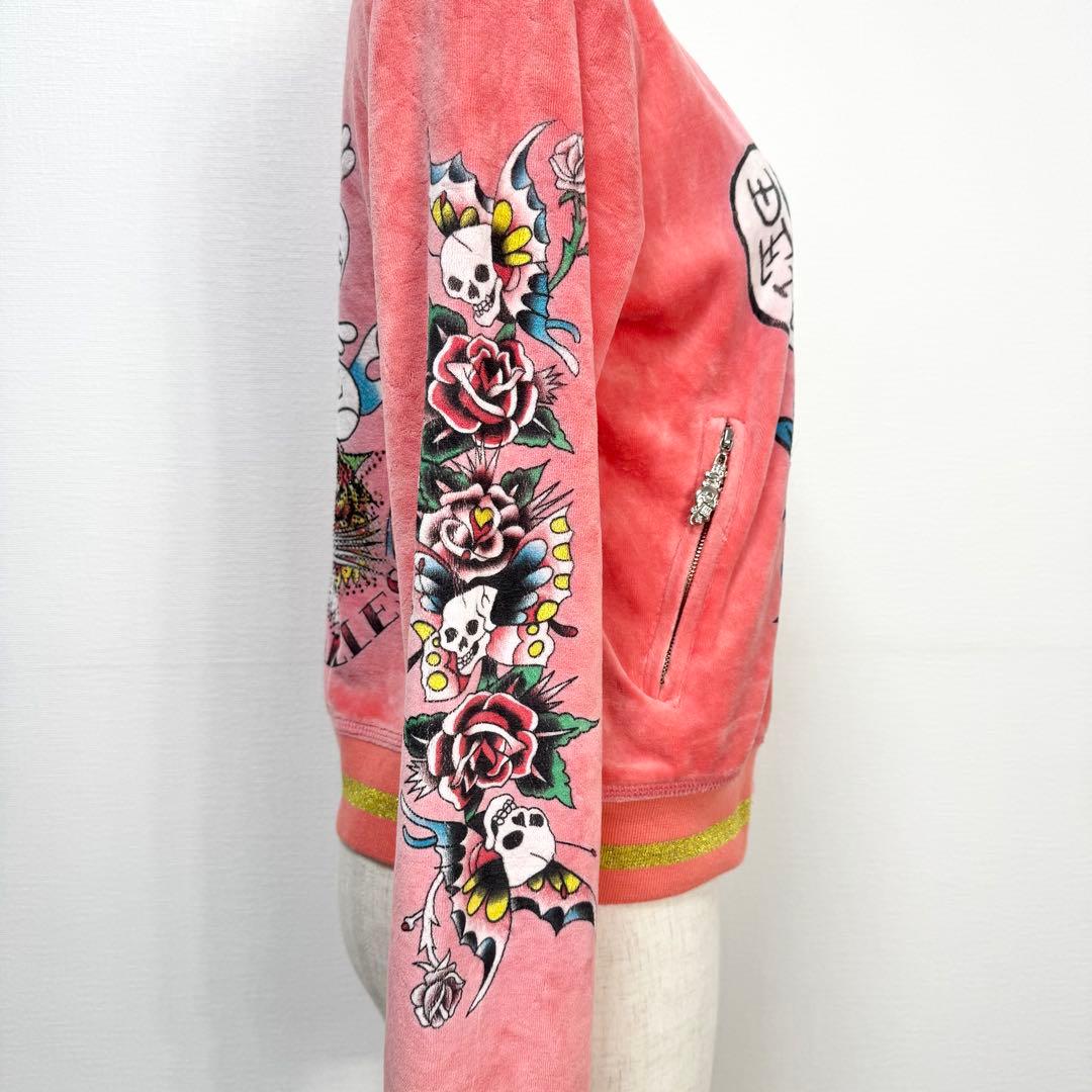y2k❤️00s Ed Hardy スカル ラインストーン ベロア ジャージ 希少