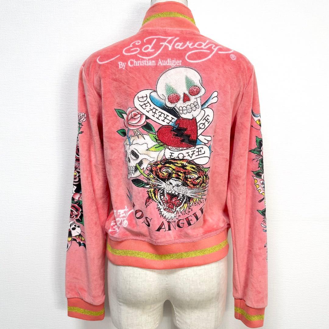 y2k❤️00s Ed Hardy スカル ラインストーン ベロア ジャージ 希少