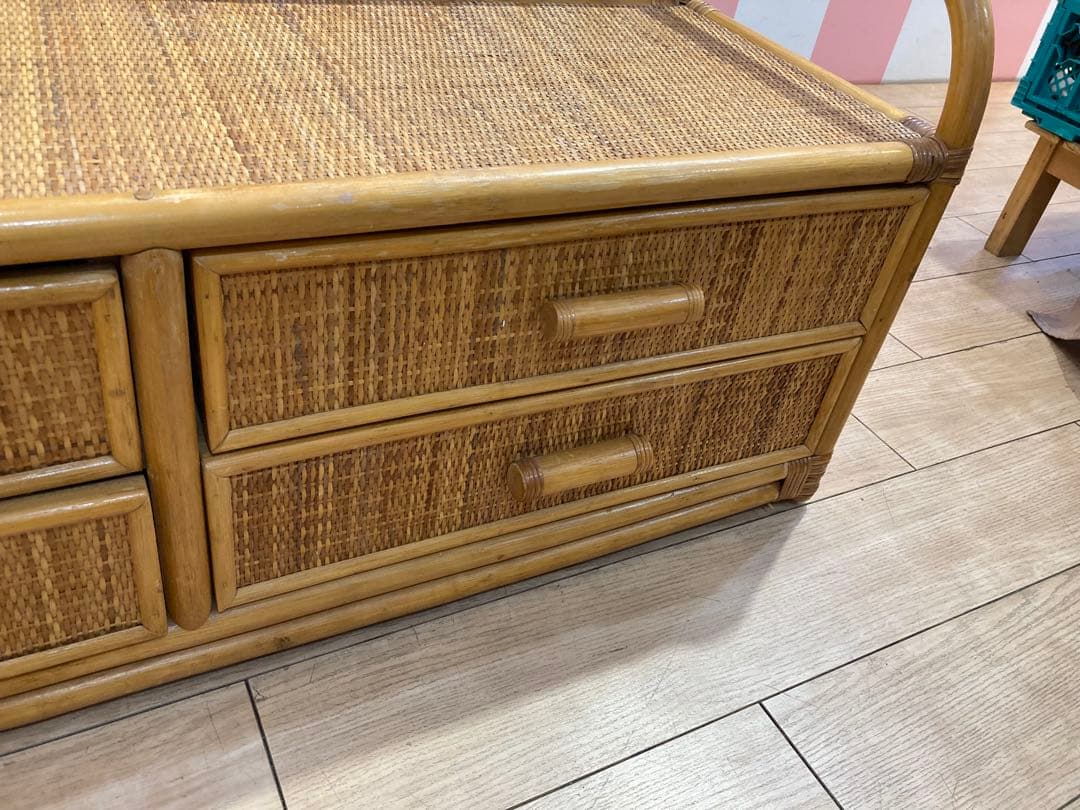 ラタン 製　籐　サイドボードチェスト ヴィンテージ 古道具　名古屋市内引き取り可