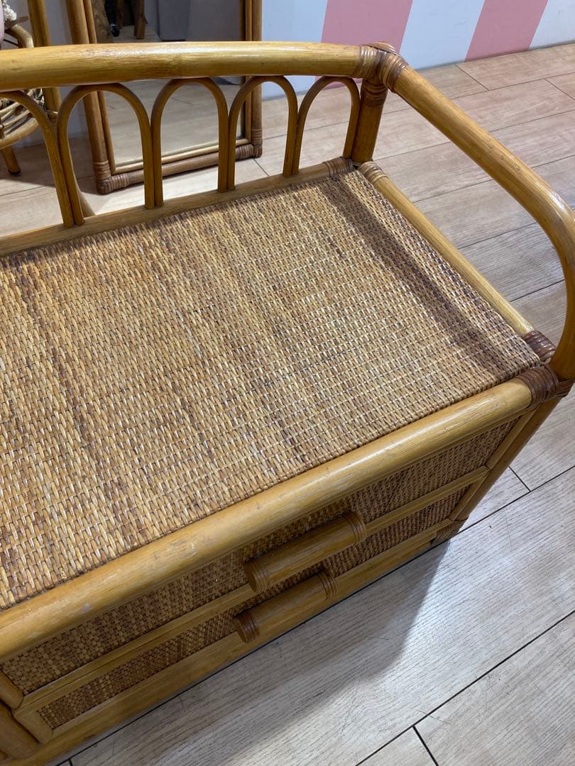 ラタン 製　籐　サイドボードチェスト ヴィンテージ 古道具　名古屋市内引き取り可