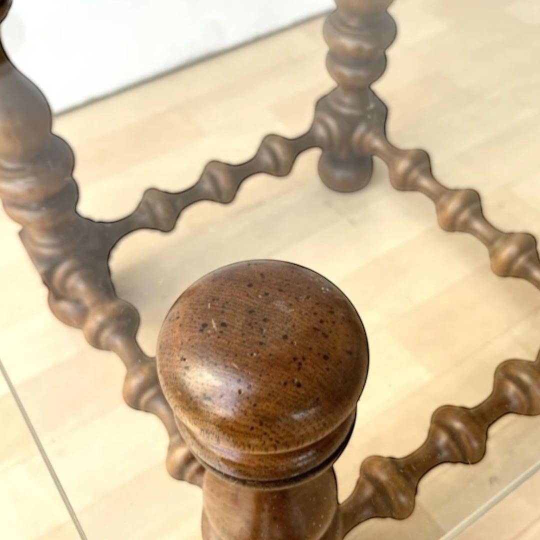 1970s アメリカ製　ヴィンテージ 木製×ガラス サイドテーブル 正方形