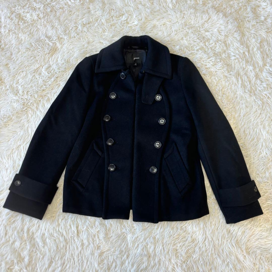 green 現HYKE ラムウール　ピーコート　ブラック　サイズ2