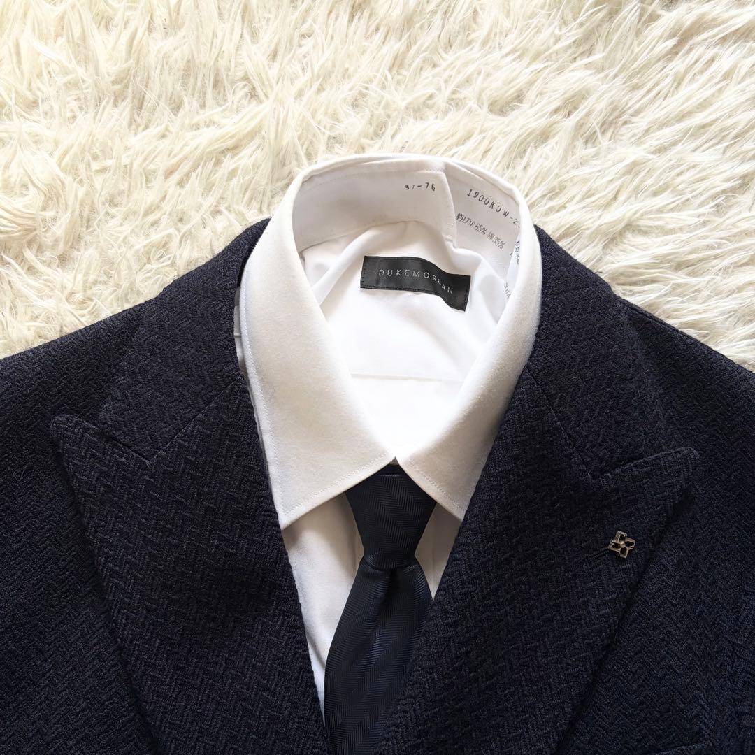 <美品>TAGLIATORE ネイビー ウール ダブル ニットジャケット 50