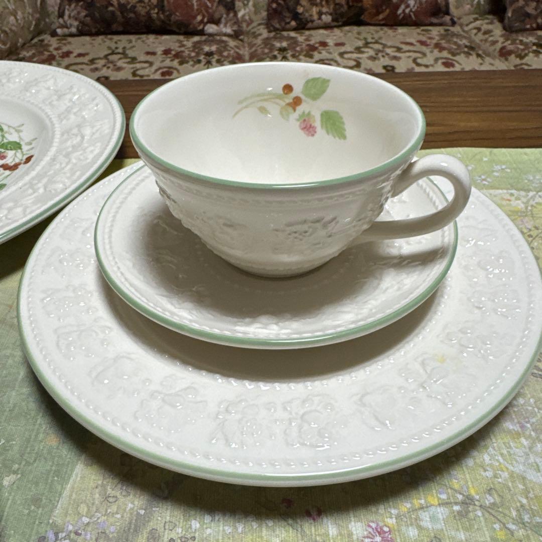 ウェッジウッド　フェスティビティ　ラズベリー　トリオセット2客　ディナープレート