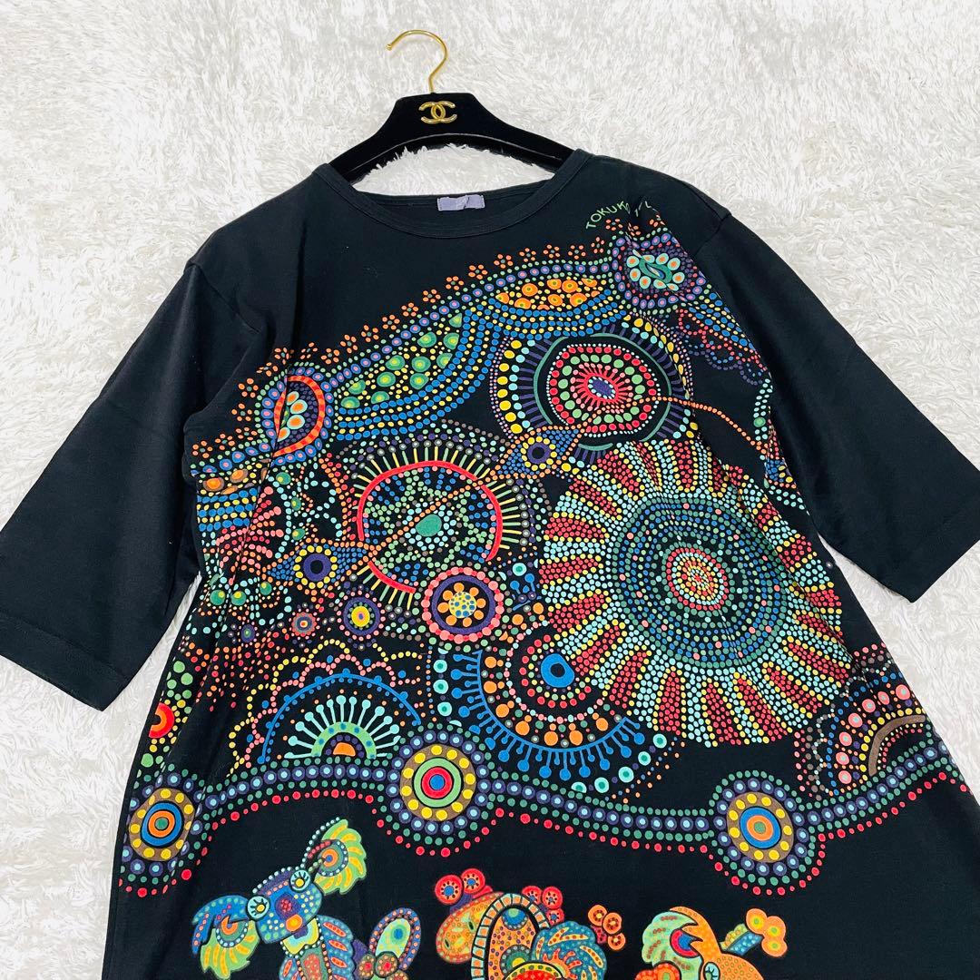 新品同様♡レア✨トクコプルミエヴォル　チュニック　コアラ　総柄　ストレッチ性　黒