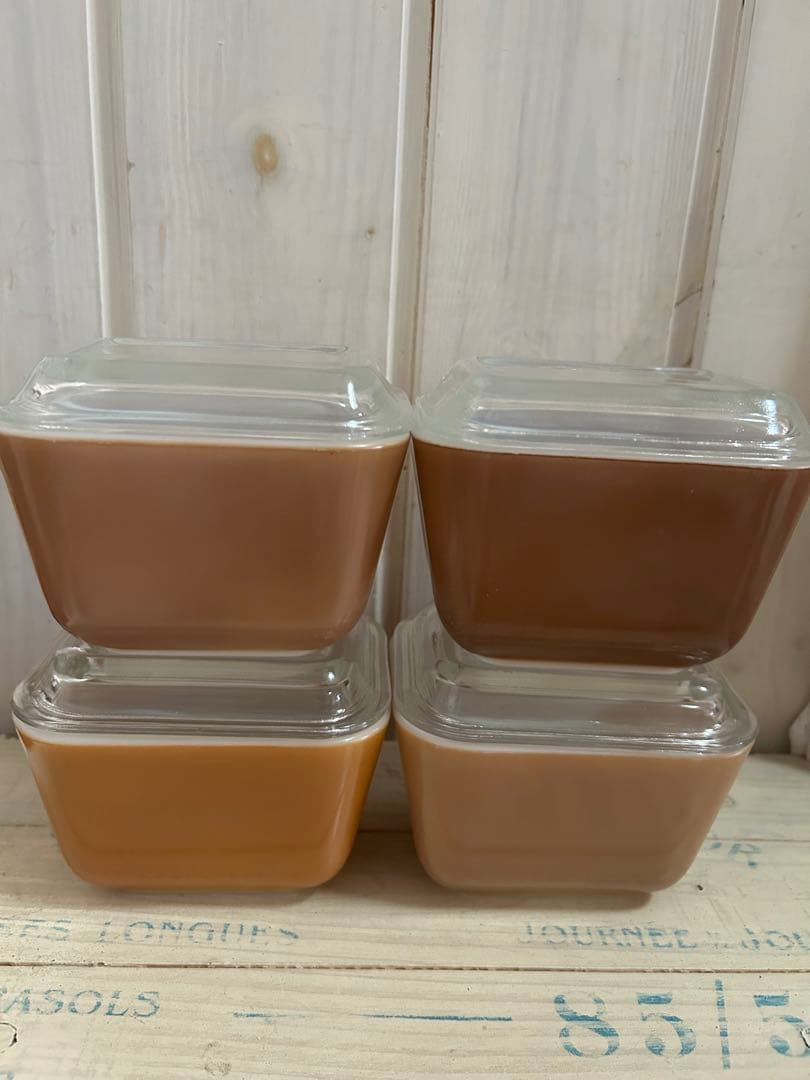 10/14まで！オールドパイレックス　PYREX リフ　ブラウン　4点セット