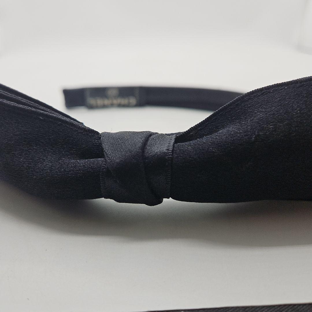 シャネル　CHANEL ブラックカチューシャ　リボン　サテン　リボンヘアバンド