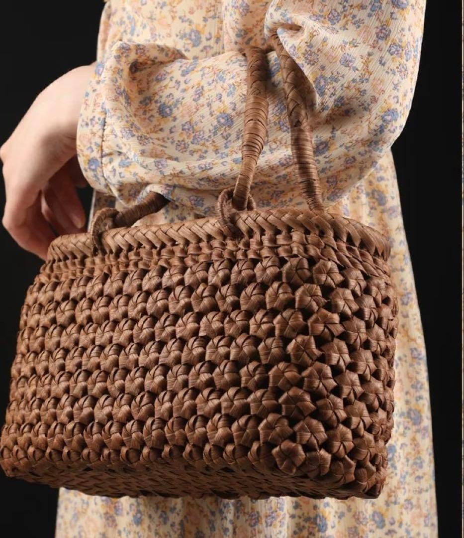 山葡萄かごバッグ 新品バッグ 手提げ 籠 保存袋付き 手作りバッグ