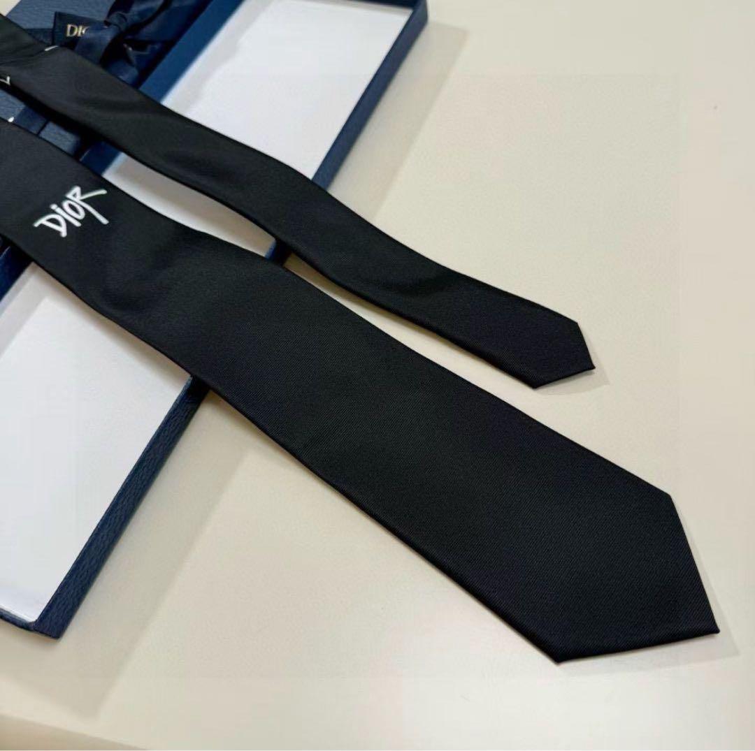Dior ディオールネクタイSHAWN STUSSYコラボ ソリッド ナロータイ