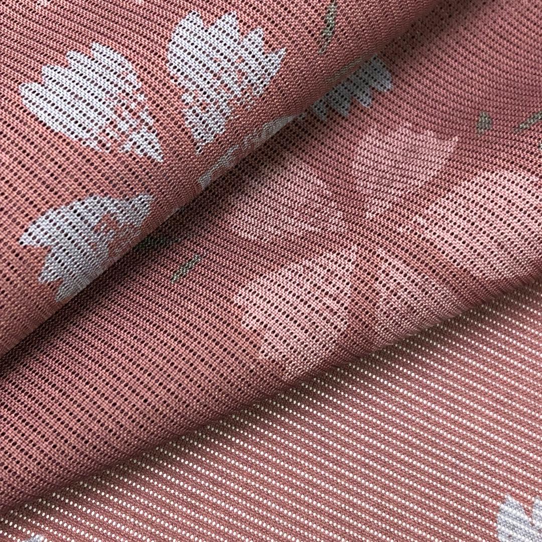 夏着物 小紋 絽 さんび 可愛らしい花模様 紫桃鼠色 KK-1990