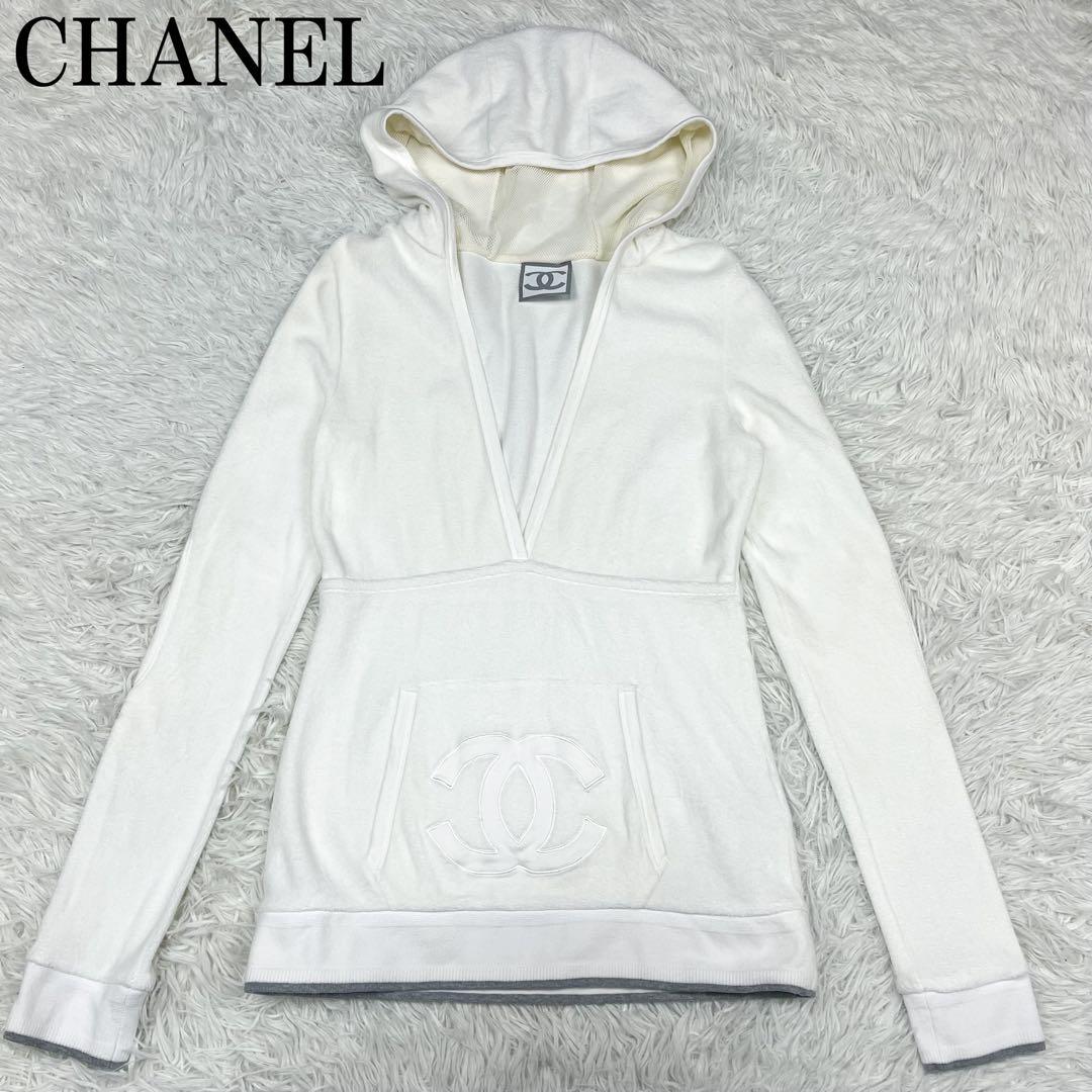 美品 シャネル スポーツライン パイル生地 パーカー ビッグココマーク 09C