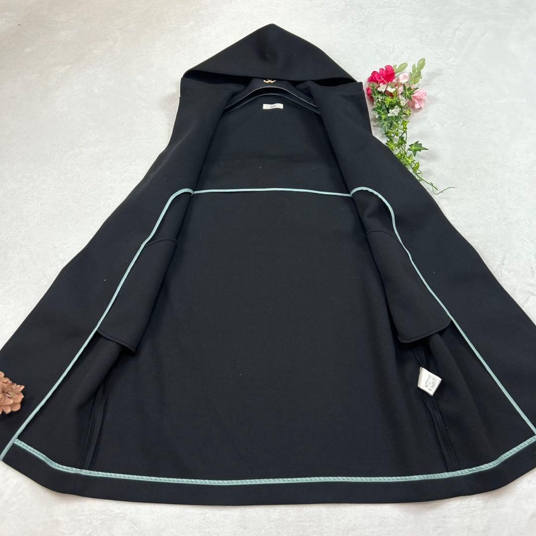 K78 美品 F ヨリ フード ボンディングロング ジレ ブラック レディース