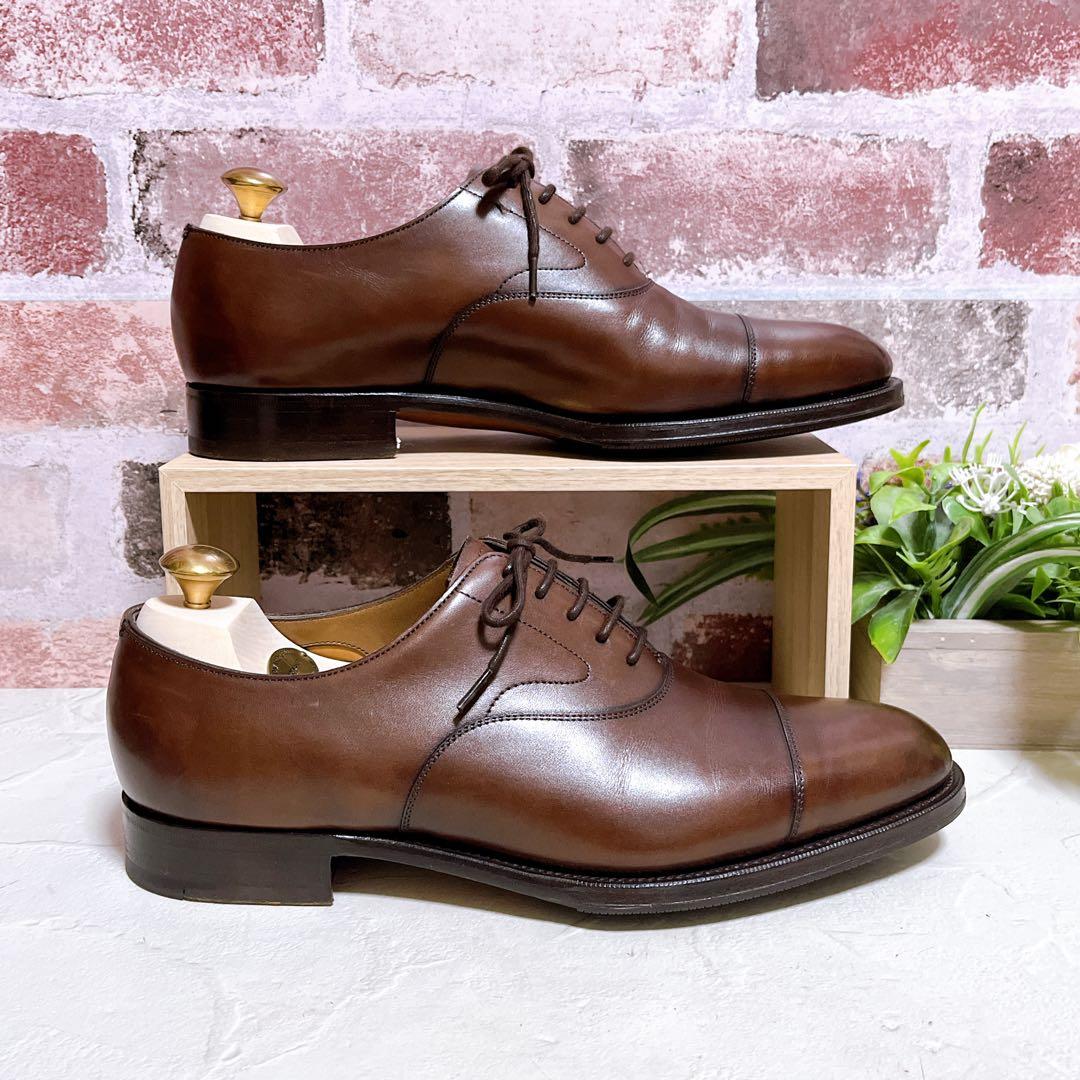 極美品【エドワードグリーン】ドレスシューズ 高級革靴 濃茶 6.5 英国製 箱付