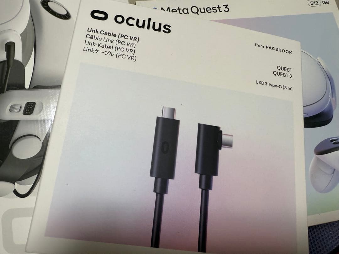 Quest 3 VRヘッドセット 512GB PC接続コード、充電付