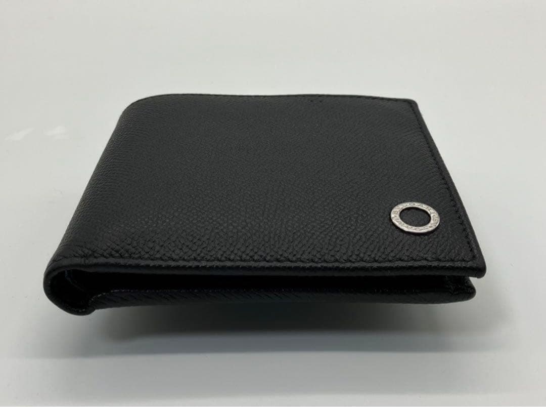 新型 極美品 ブルガリ ブルガリマン 二つ折り財布 ブラック 鑑定済