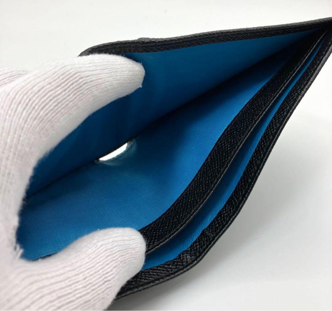 新型 極美品 ブルガリ ブルガリマン 二つ折り財布 ブラック 鑑定済