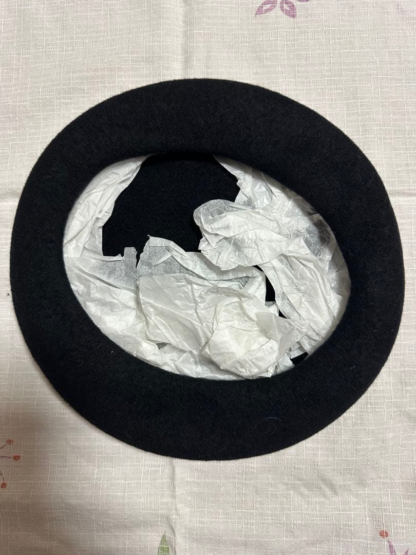 ヒグチユウコ　ボリス雑貨店　ワッペン付き　ベレー帽　黒