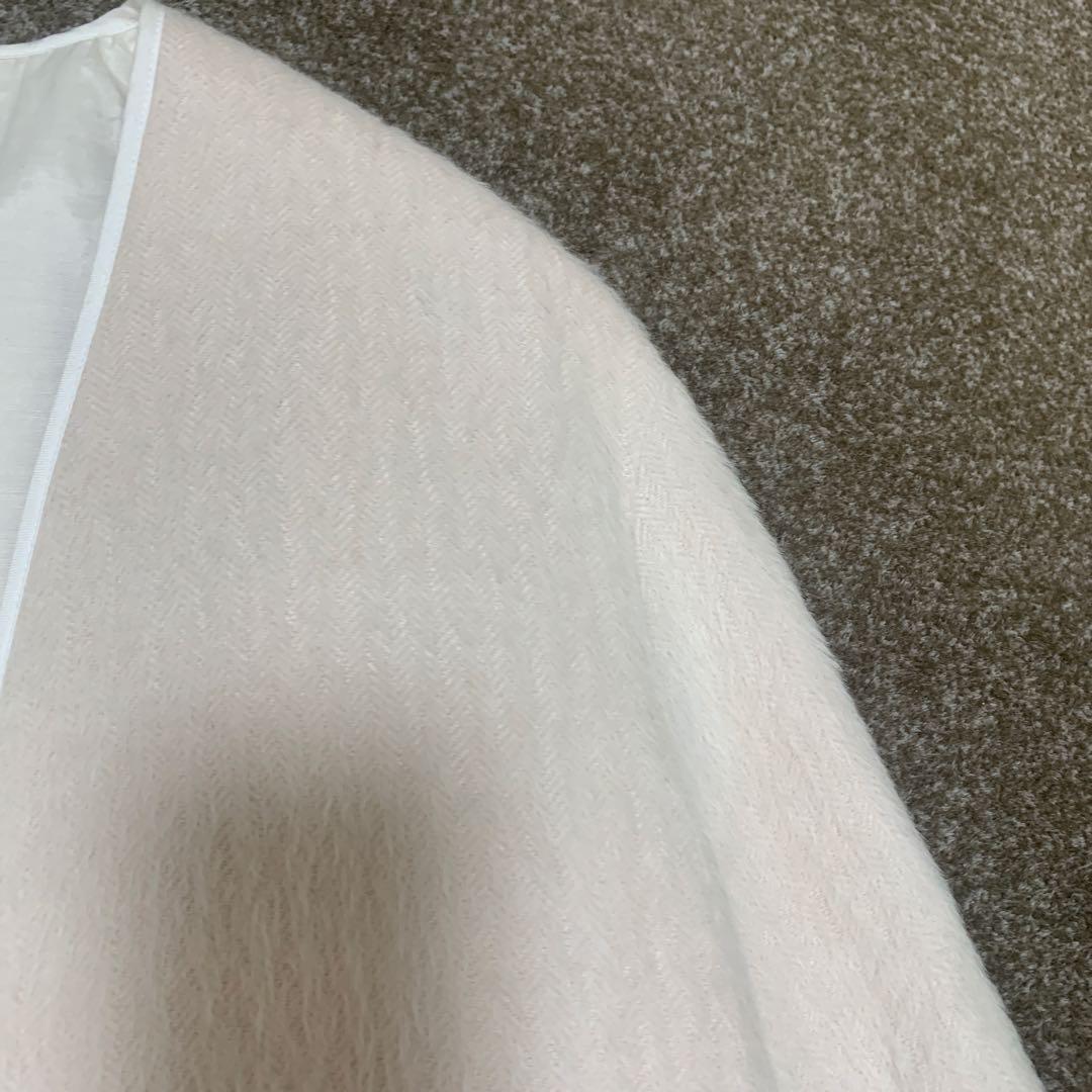 新品未使用　ATON アルパカ ヘリンボーン ノーカラーコート　アイボリー