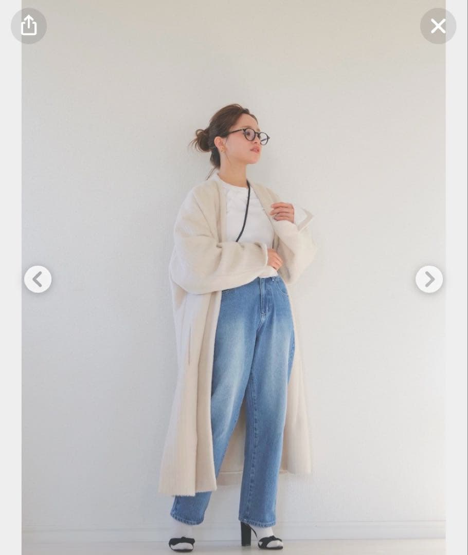 新品未使用　ATON アルパカ ヘリンボーン ノーカラーコート　アイボリー