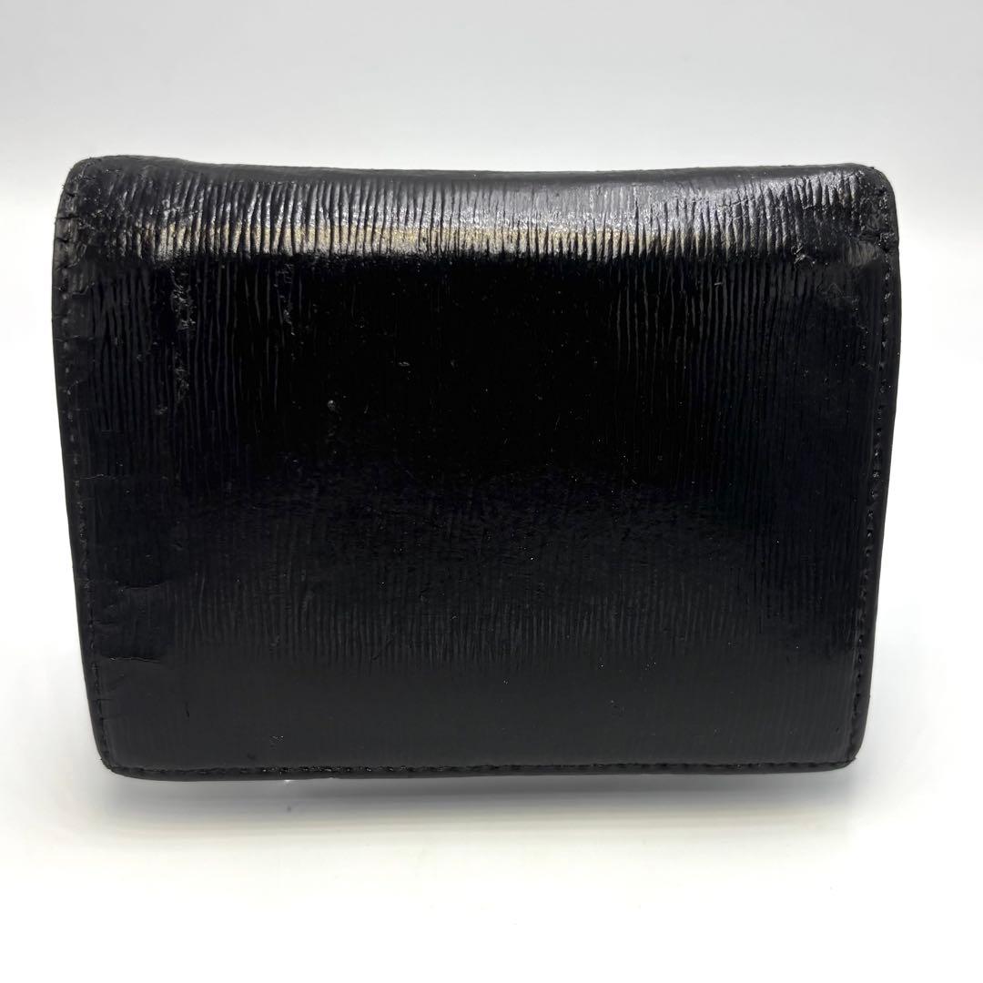 PRADA プラダ ブラック エナメルレザー 三つ折り財布 ミラノ ゴールドロゴ