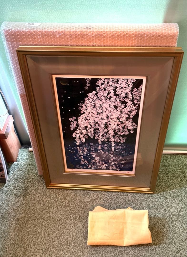 正規品美品）中島千波『桜花春映』シルクスクリーン絵画版画