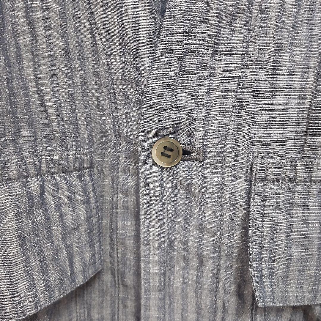 ライトサッカーカーディジャケット 3 グレー リネン混 ノーカラージャケット