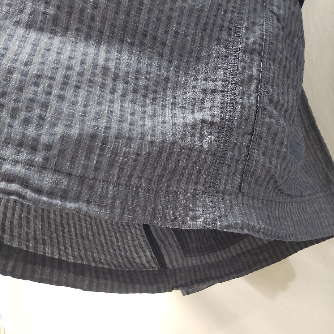 ライトサッカーカーディジャケット 3 グレー リネン混 ノーカラージャケット