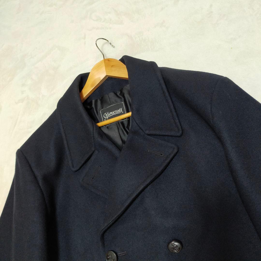 希少　ウール100%　英国製　Gloverall　50　濃紺　ピーコート