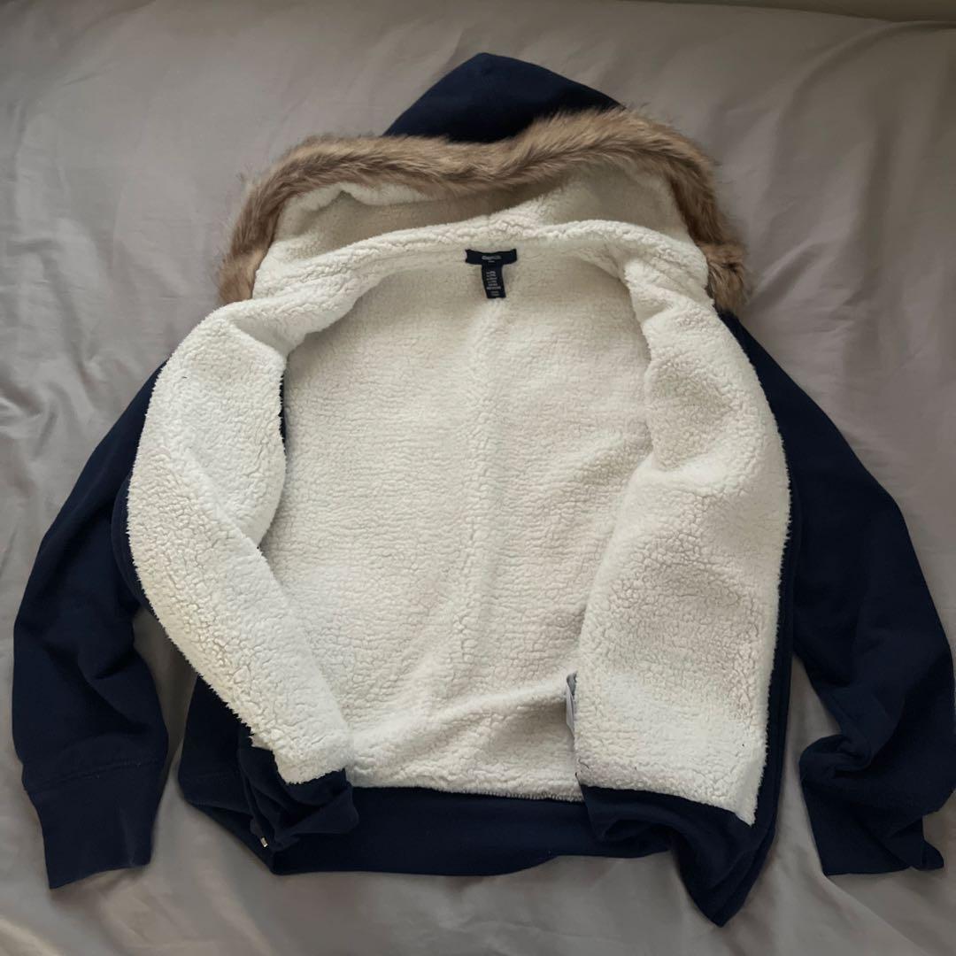 【極希少】GAP ファーフードパーカー OLD y2k 00s 平成ギャル 紺色