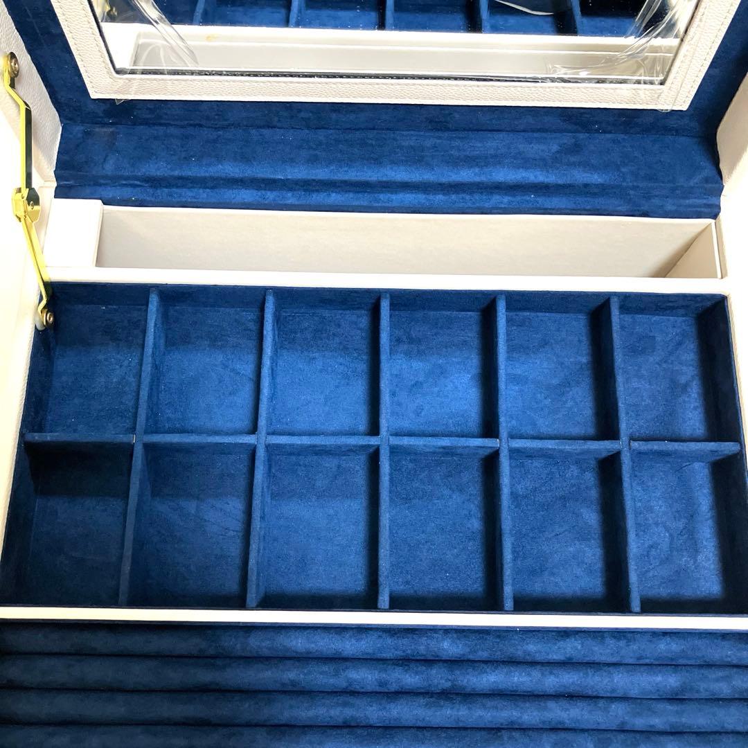 【新品未使用】グレー5層鏡面蓋 大容量 ジュエス宝石時計ブレスレット収納BOX