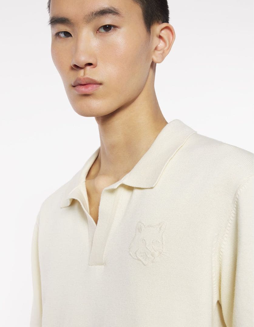 ポ*ス様 ボールド フォックスヘッド エンブロイダード ニット ポロ