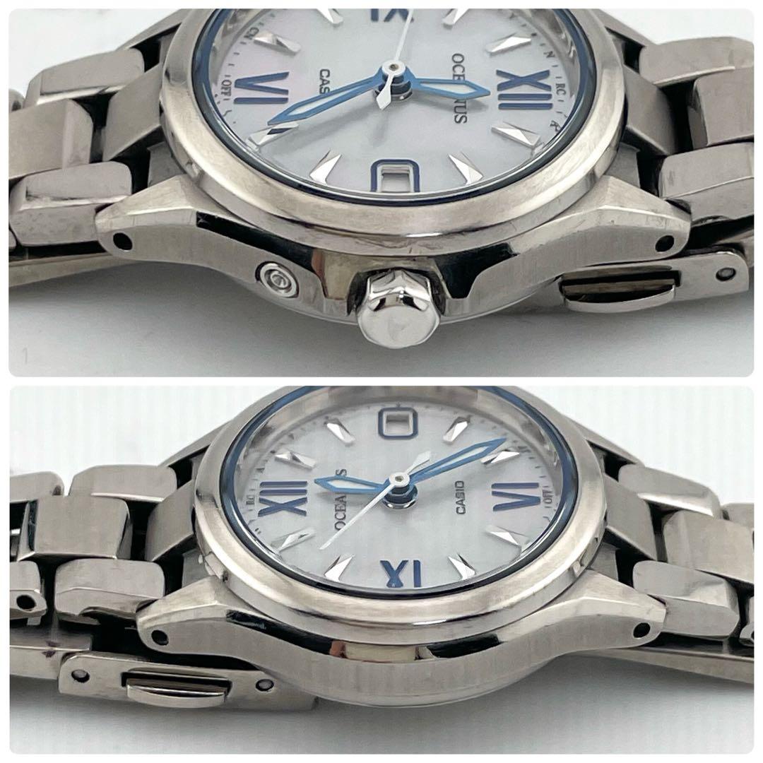 【稼働】カシオ　オシアナス　シェル文字盤　電波ソーラー　デイト　腕時計