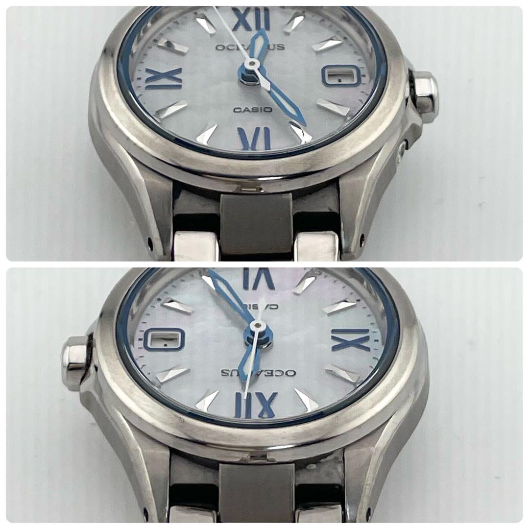 【稼働】カシオ　オシアナス　シェル文字盤　電波ソーラー　デイト　腕時計