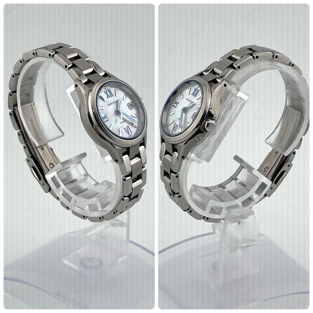 【稼働】カシオ　オシアナス　シェル文字盤　電波ソーラー　デイト　腕時計