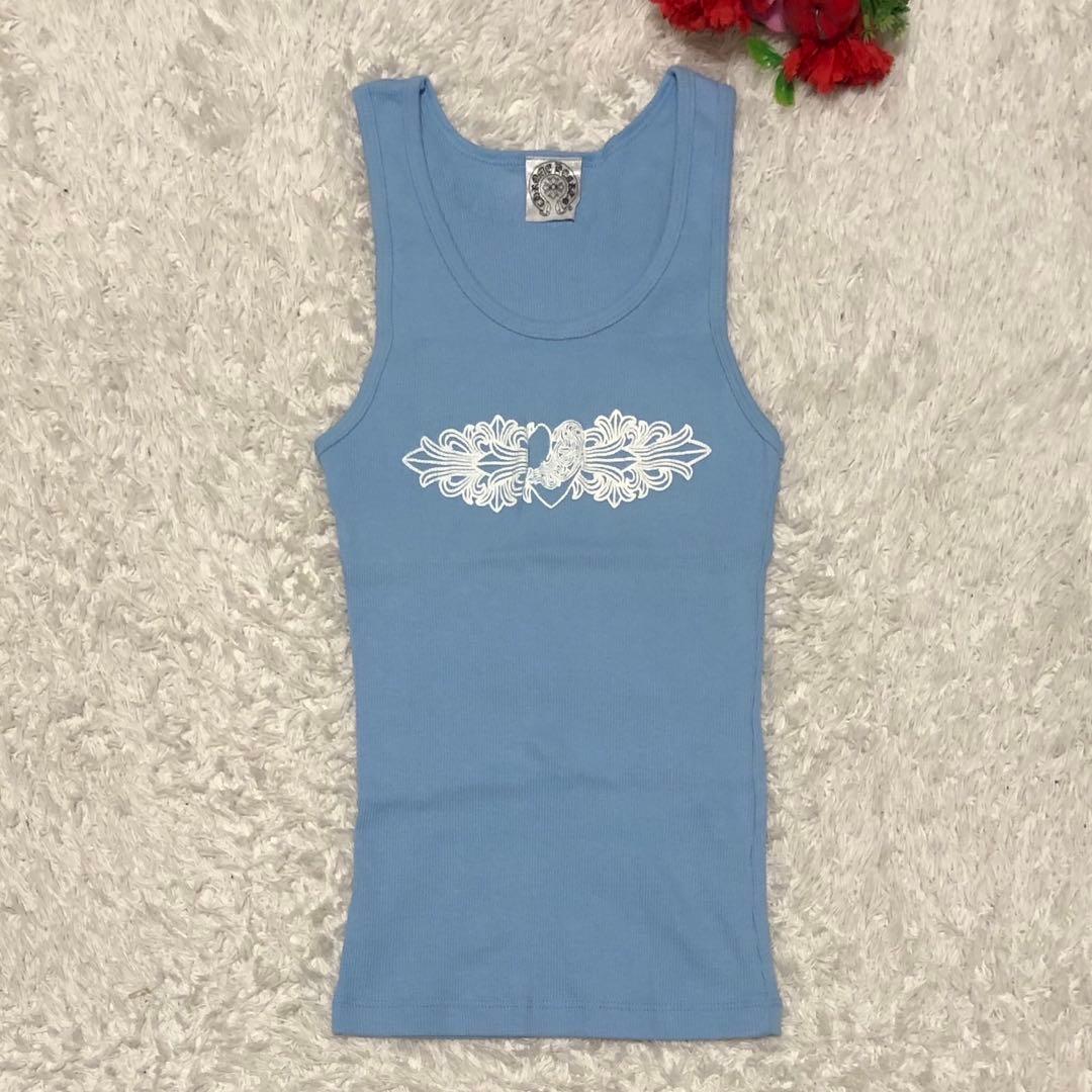 ［美品］クロムハーツ タンクトップ ネックロゴ ダガープリント ハート　M